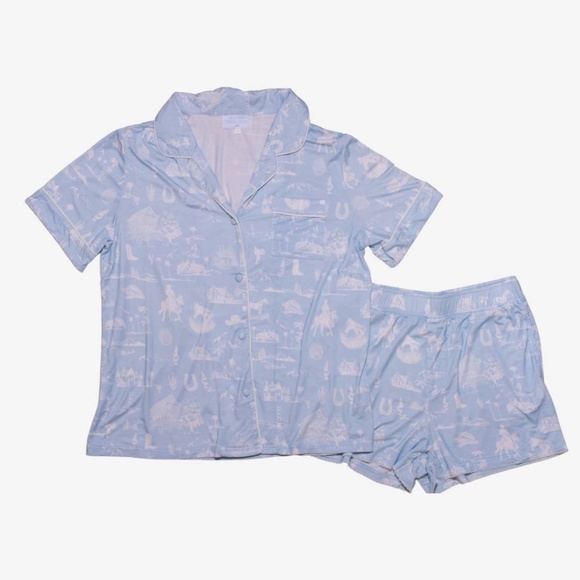 Coastal Cowboy Western Toile Bamboo Viscose Pajama Set - Picture 2 of 5